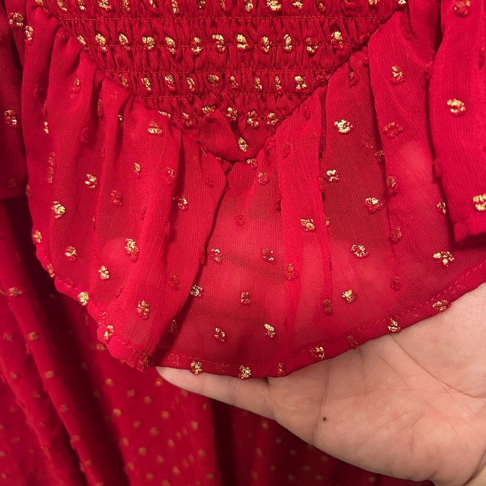 Elegant Red Ruffled Women's Top - Picture 14 of 16